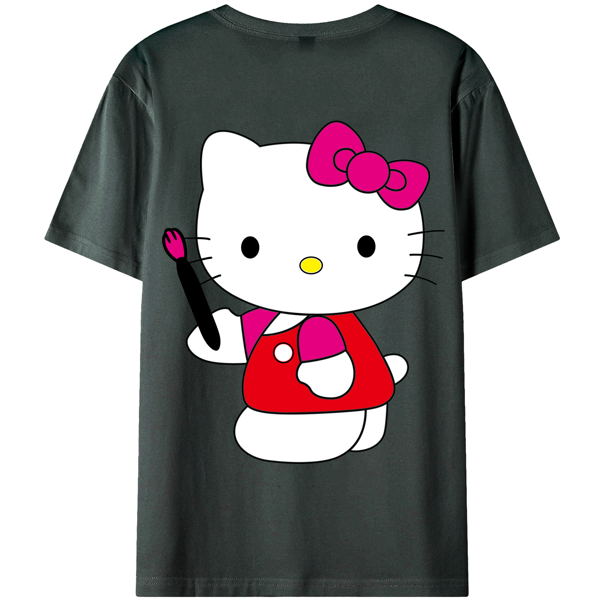 （画像用） Hello Kitty ハローキティ 綿100％ メンズ半袖Tシャツ（バックプリント） 通気性